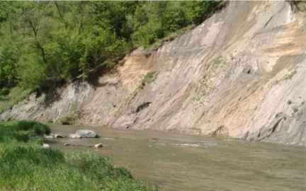 Banks of Hawk Creek, steep and prone to erosion