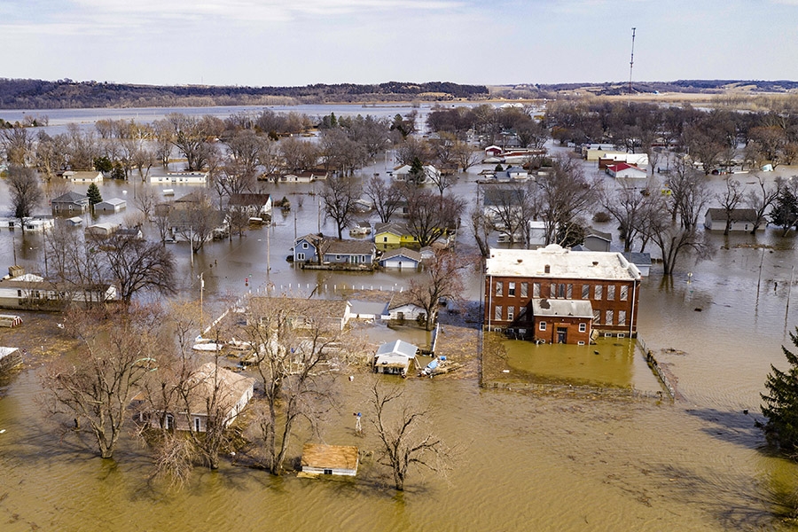 A flooded community.