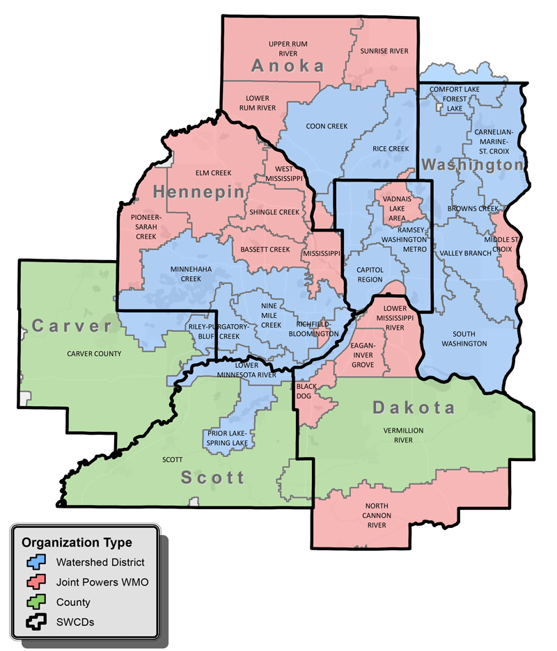 Map of watershed districts in metro area.
