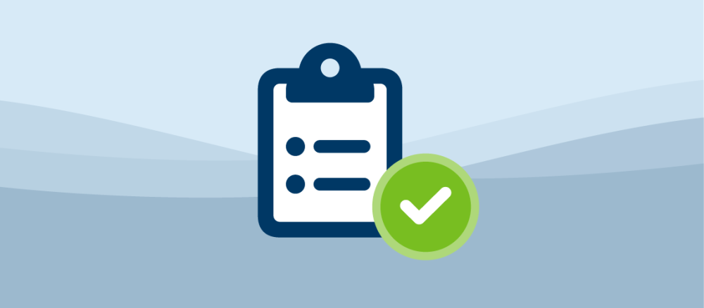 Compliance and enforcement icon of clipboard and checkmark.
