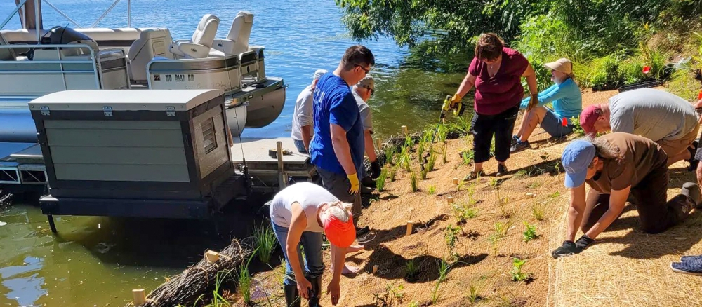 A Great Roots shoreline restoration project in September 2022.