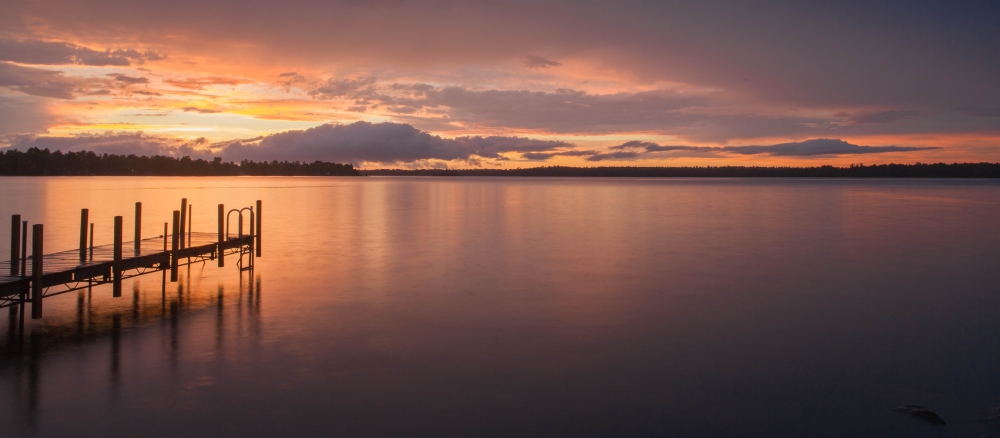 Sunset over calm Lake Vermilion.