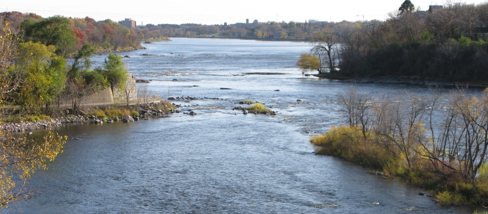 Mississippi River running toward the town of St. Cloud in the distance.