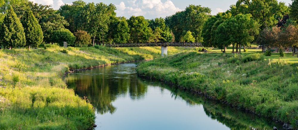 South Fork Zumbro River in Soldiers Field Park in Rochester, Minnesota