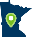 Minnesota shaped icon with location pin