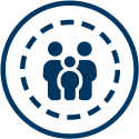 icon depicting two adults and a child inside a circle, depicting exposure to pollution