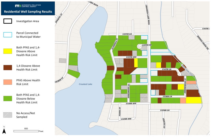map of the Eastbrook Terrace (Andover) area groundwater contamination investigation (Dec. 2025)