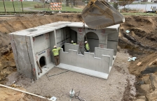 Image of in-progress installation of stormwater treatment facility near Lake George