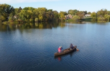 Aerial photo of canoeists on LeMay Lake in Eagan