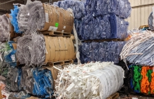 baled polypropylene and PVC to be shipped for recycling