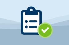 Compliance and enforcement icon of clipboard and checkmark.