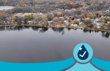 Aerial view of the shoreline of Kohlman Lake. 