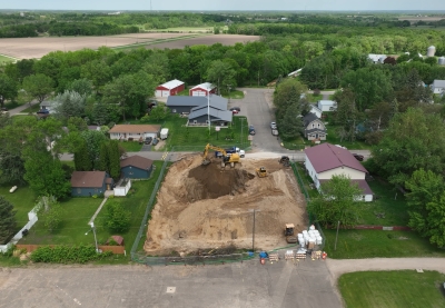 Remediation work takes place at a former gas station site in Flensburg, Minnesota.
