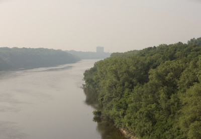 Smoke, haze, bad air quality due to wildfires in Canada during an AQI alert in 2025.