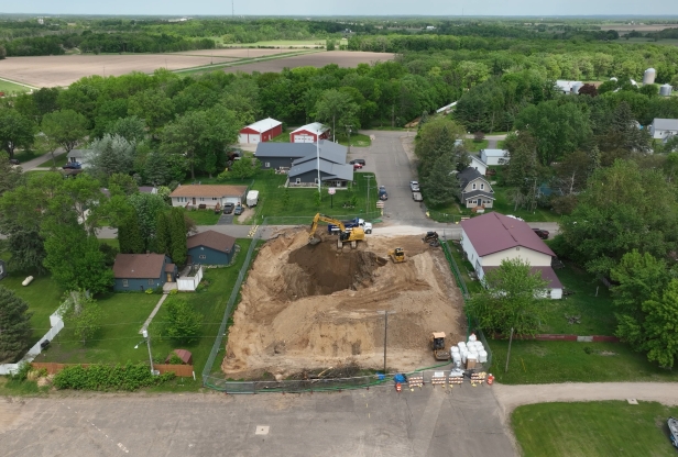 Remediation work takes place at a former gas station site in Flensburg, Minnesota.