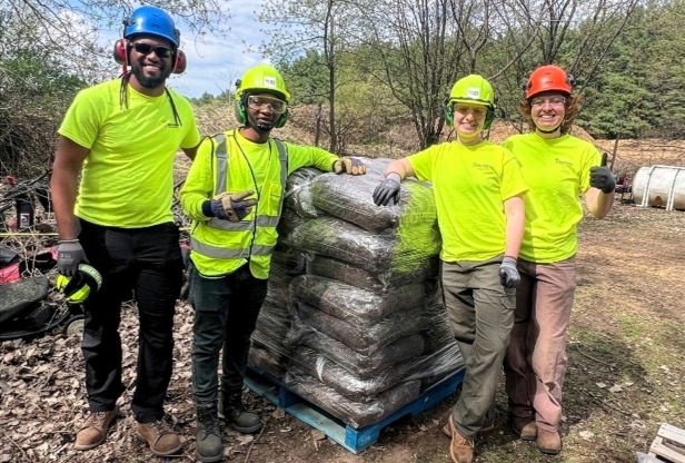 Members of Tree Trust’s Career Pathways program providing tree care and landscaping services.