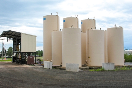 Above ground storage tanks at a bulk-sales plant.