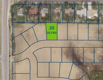 Common plan of development highlighting one 0.30-acre lot in a 30 acre development.