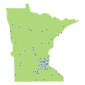 Map of alternative landscaping equipment grant recipients in Minnesota