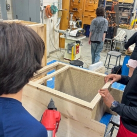 Students in a local high school wood shop class in Plymouth, MN.