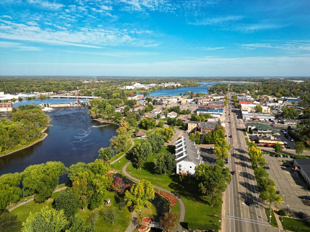 Aerial photo of Little Falls Dam