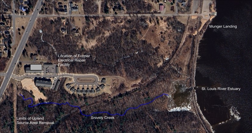 Aerial map of the Snively Creek remediation site in Duluth.
