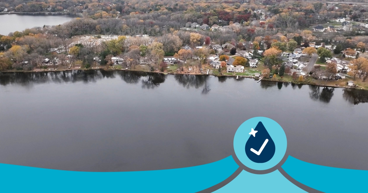 Aerial view of the shoreline of Kohlman Lake. 