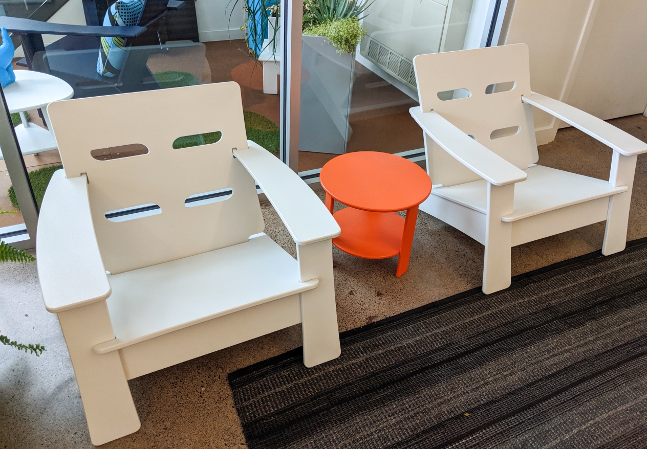 lawn furniture made of mostly recycled milk jugs (polyethylene)